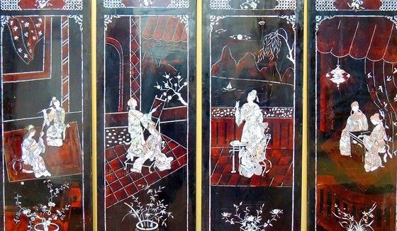 Bộ tranh sơn mài về chuyện Kim Trọng - Thúy Kiều
