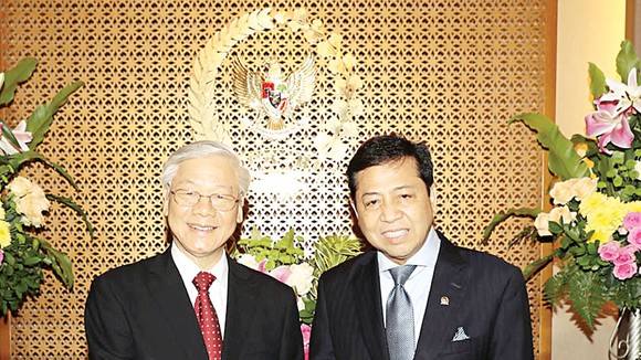 Tổng Bí thư Nguyễn Phú Trọng hội kiến với Chủ tịch Hội đồng Đại biểu Nhân dân Indonesia Setya Novant