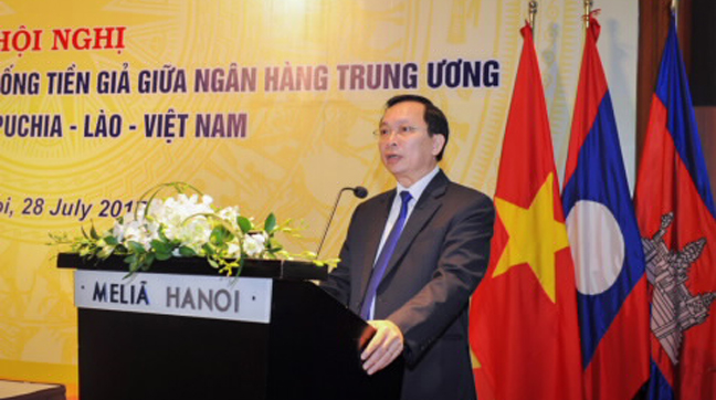 Thúc đẩy hợp tác phòng chống tiền giả giữa Việt Nam - Lào - Campuchia Phó Thống đốc NHNNVN Đào Minh Tú phát biểu tại hội nghị