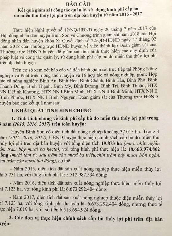 Quảng Ngãi: Nhiều hợp tác xã sai phạm trong sử dụng kinh phí cấp bù do miễn thu thủy lợi phí ảnh 1