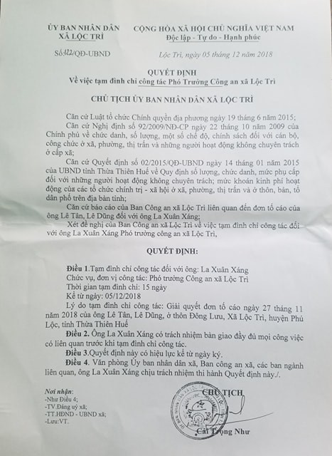 Tạm đình chỉ công tác Phó Trưởng Công an bị tố dùng dao đánh dân tại trụ sở ảnh 1