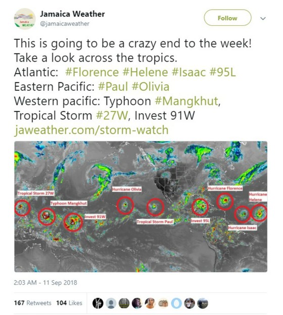 Siêu bão Florence là một trong chuỗi 9 cơn bão đang hoạt động trên thế giới ảnh 1