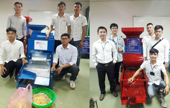 Sinh viên chế tạo máy tách hạt bắp và máy tách vỏ đậu phộng ảnh 1