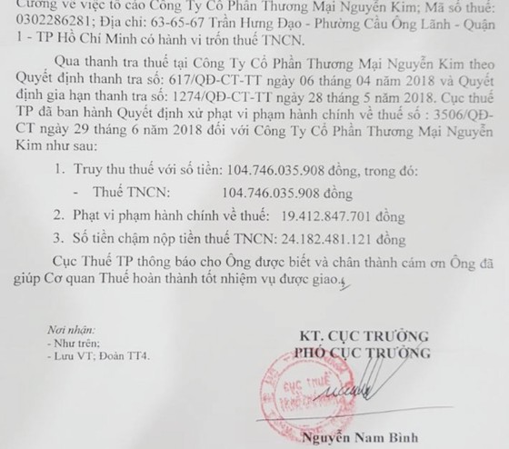 Điện máy Nguyễn Kim bị phạt và truy thu thuế gần 150 tỷ đồng ảnh 1