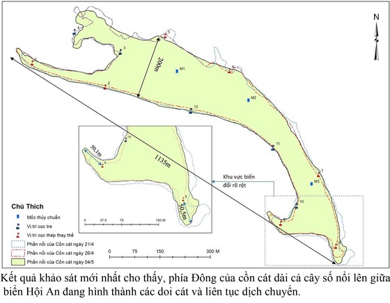 Cồn cát nổi bất thường tại biển Cửa Đại liên tục dịch chuyển, hình thành thêm doi cát ảnh 1