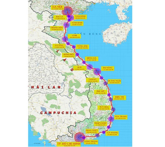 Tuyến đường sắt tốc độ cao Bắc - Nam sẽ chạy qua 20 tỉnh thành