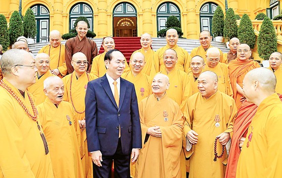 Chủ tịch nước Trần Đại Quang gặp mặt Đoàn đại biểu Hội đồng Chứng minh, Hội đồng Trị sự Trung ương Giáo hội Phật giáo Việt Nam