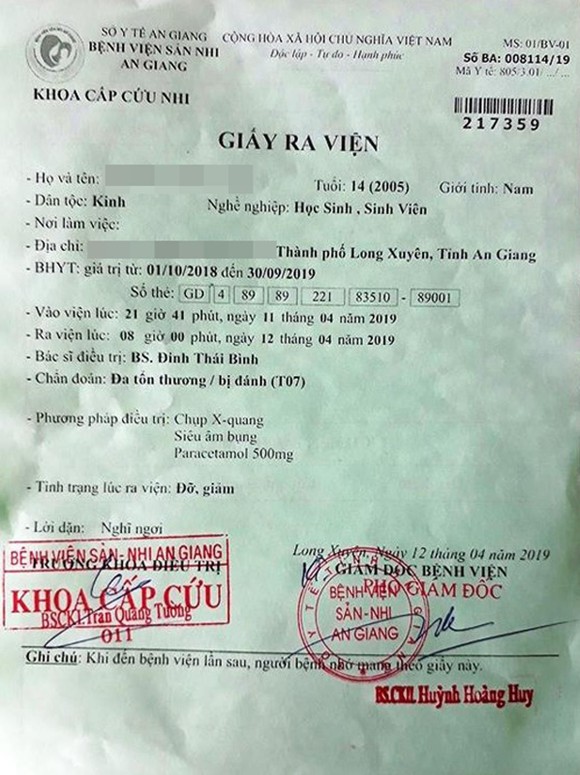 An Giang: Học sinh lớp 8 bị đánh hội đồng phải nhập viện ảnh 1