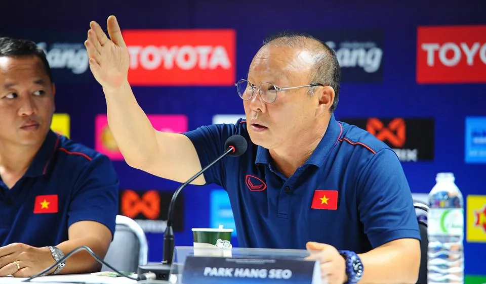 HLV Park Hang-seo nổi giận trong phòng họp báo chiều 4-9. Ảnh: DŨNG PHƯƠNG