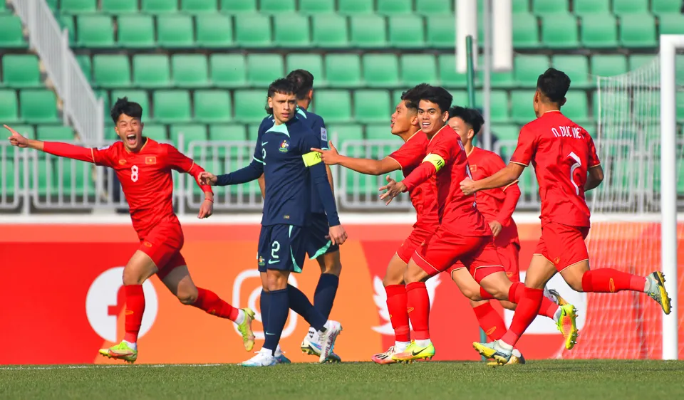 U20 Việt Nam trong trận thắng Australia ở VCK U20 châu Á 2023
