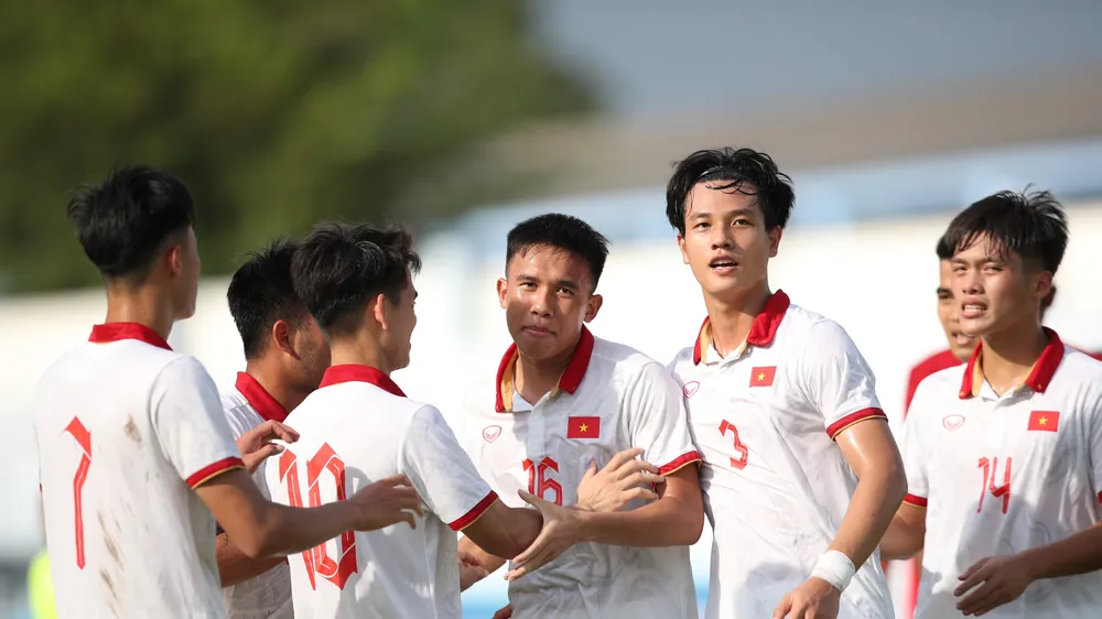 Các cầu thủ U23 Việt Nam có khởi đầu thuận lợi tại giải U23 Đông Nam Á 2023. Ảnh: MINH HOÀNG