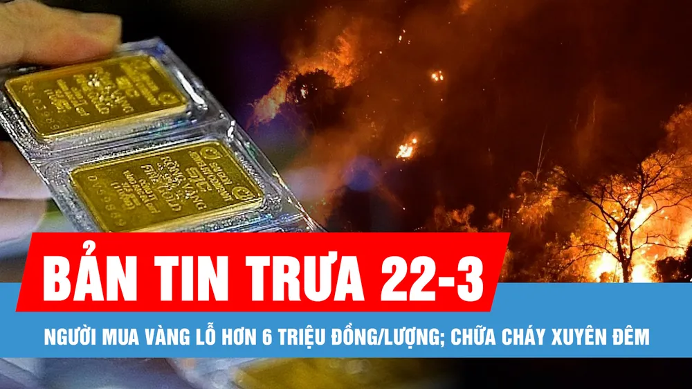 Bản tin trưa 22-3: Người mua vàng lỗ hơn 6 triệu đồng/lượng; Hơn 800 lượt người chữa cháy xuyên đêm
