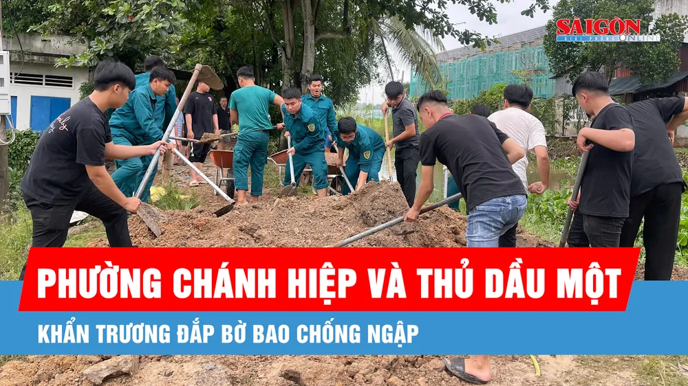 Phường Chánh Hiệp và Thủ Dầu Một khẩn trương đắp bờ bao chống ngập