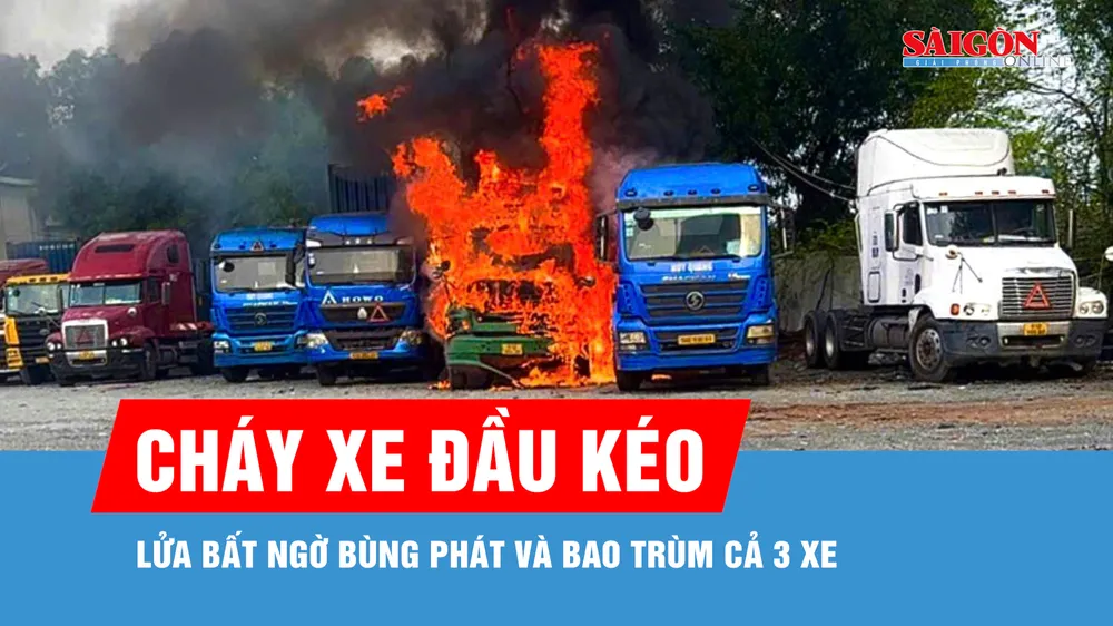 TPHCM: Cháy 3 xe đầu kéo container đang đậu trong bãi