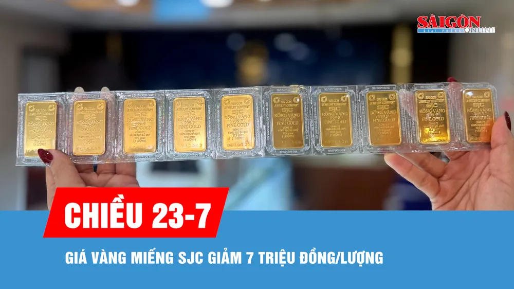 Chiều 23-7, giá vàng miếng SJC giảm 7 triệu đồng/lượng