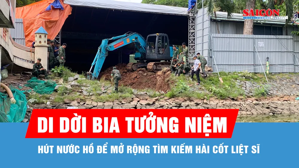Di dời bia tưởng niệm, hút nước hồ để mở rộng tìm kiếm hài cốt liệt sĩ tại Công viên Lê Thị Riêng