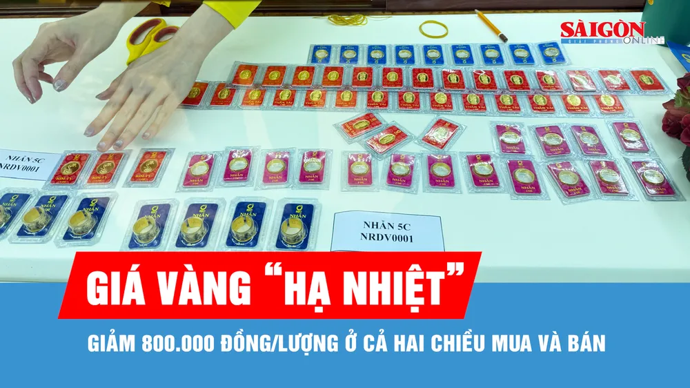 Sau khi tăng mạnh vào đầu ngày, vàng miếng SJC chiều nay giảm 800.000 đồng/lượng ở cả hai chiều mua và bán.