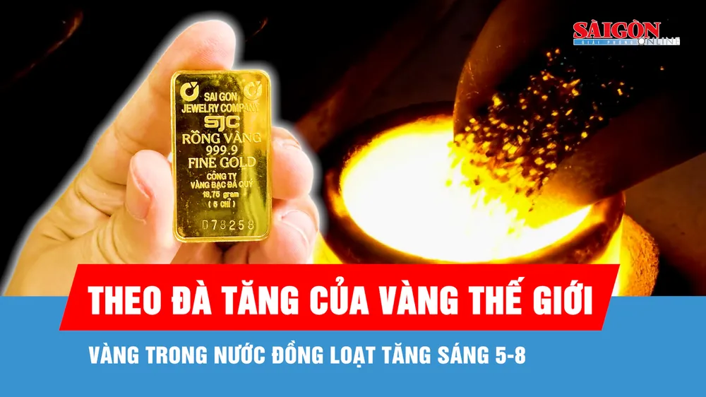 Giá vàng sáng 5-8: Vàng miếng SJC và vàng nhẫn đồng loạt tăng, vượt mốc 141 triệu đồng/lượng