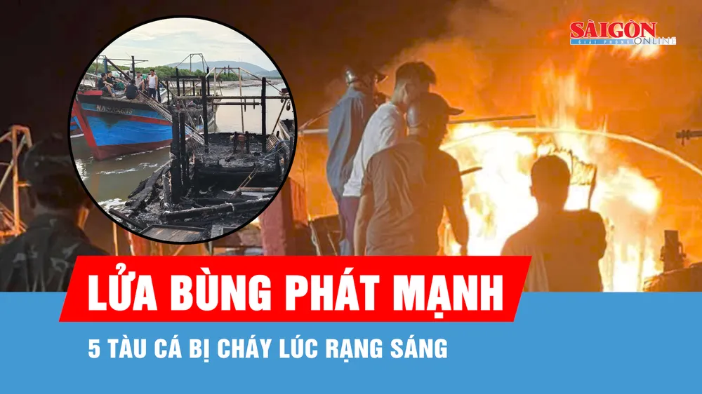 Cháy nhiều tàu cá lúc rạng sáng, thiệt hại hàng tỷ đồng