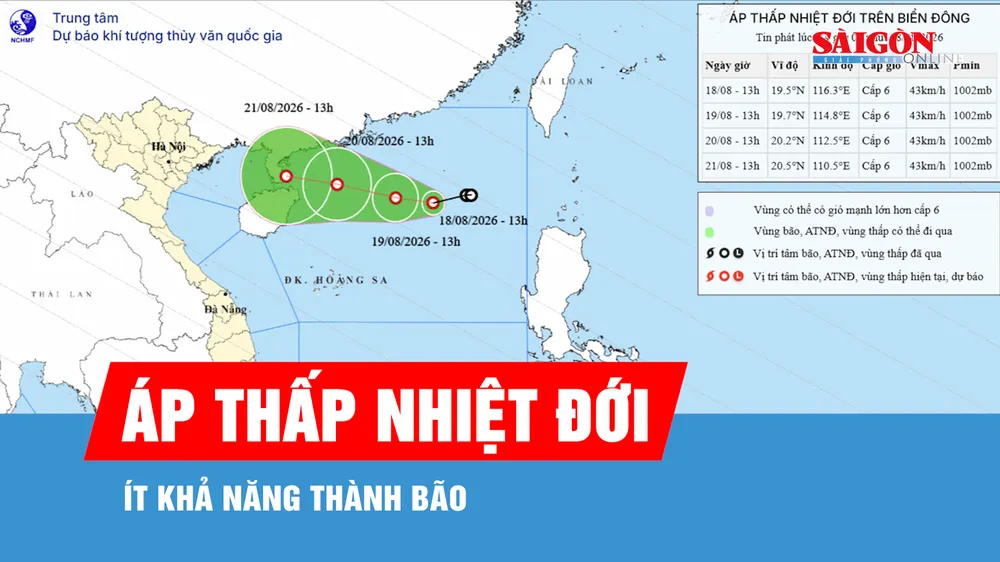 Áp thấp nhiệt đới di chuyển nhanh về phía Tây, ít khả năng thành bão