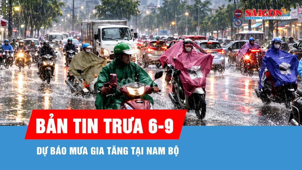 Bản tin trưa 6-9: Nam bộ mưa diện rộng từ ngày 9-9