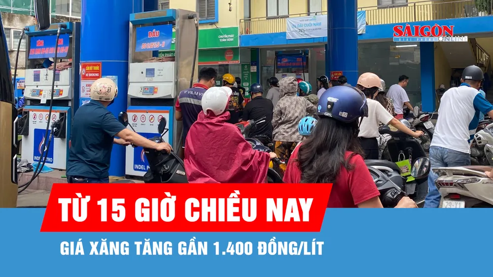 Giá xăng tăng gần 1.400 đồng/lít