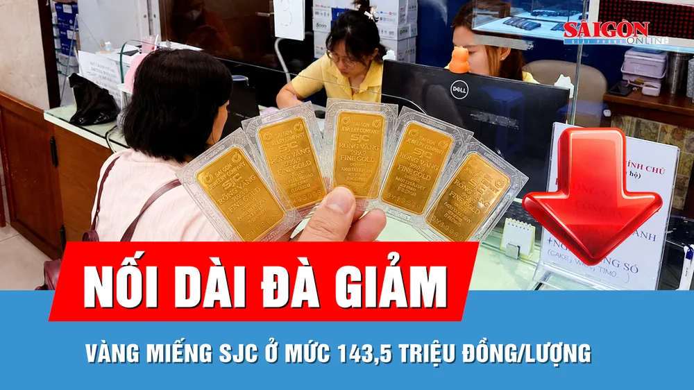 Giá vàng giảm thêm 800.000 đồng/lượng