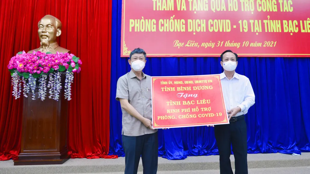 Bình Dương hỗ trợ Bạc Liêu 3 tỷ đồng phòng, chống dịch Covid-19