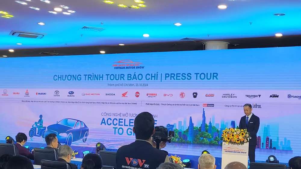 Ông Nakano Keita - Chủ tịch Hiệp hội các Nhà sản xuất Ô tô Việt Nam (VAMA) phát biểu tại sự kiện