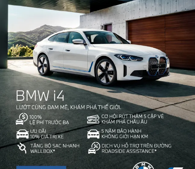 Sở hữu BMW i4 với ưu đãi lên đến 10% giá trị xe trong tháng 3