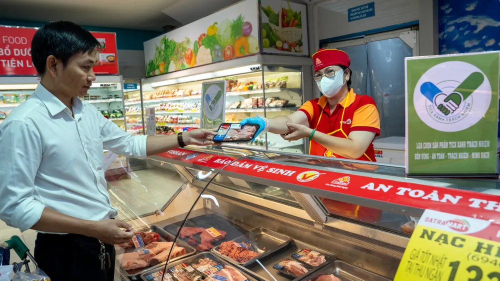 Các sản phẩm VISSAN tham gia chương trình "tick xanh trách nhiệm". ẢNh: SATRA
