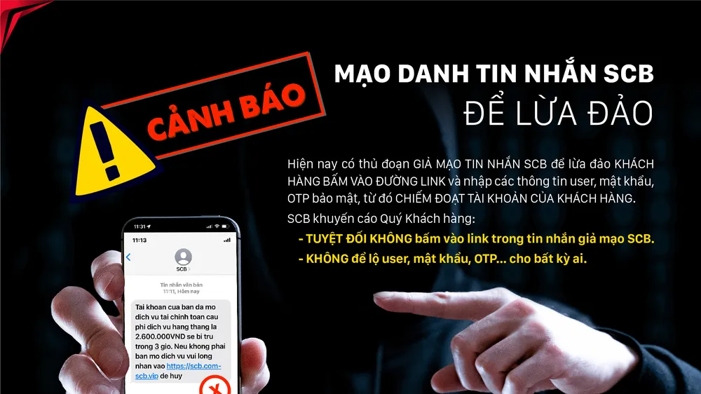 SCB cảnh báo tình trạng chèn sóng tạo tin nhắn giả mạo ngân hàng