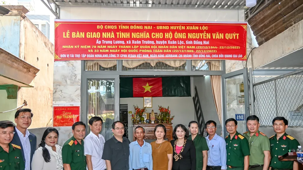 Công ty Vedan Việt Nam trao nhà tình nghĩa nhân ngày kỷ niệm thành lập Quân đội Nhân dân Việt Nam