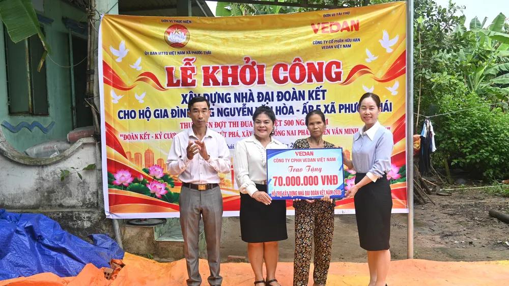 Công ty CPHH Vedan Việt Nam khởi công xây dựng nhà đại đoàn kết 