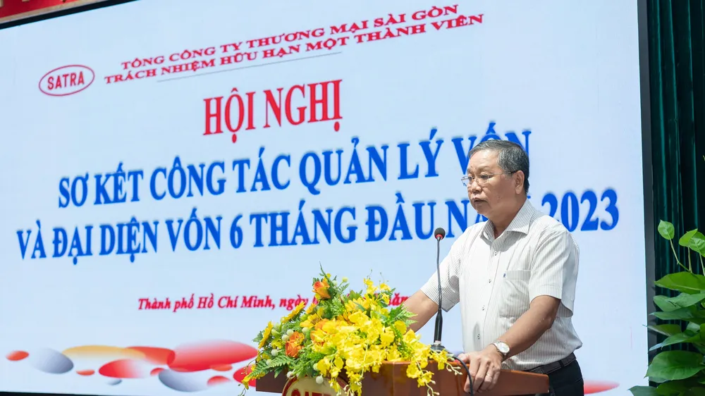 Ông Võ Hữu Hạnh - Chi Cục Trưởng Chi cục Tài Chính Doanh Nghiệp phát biểu tại hội nghị
