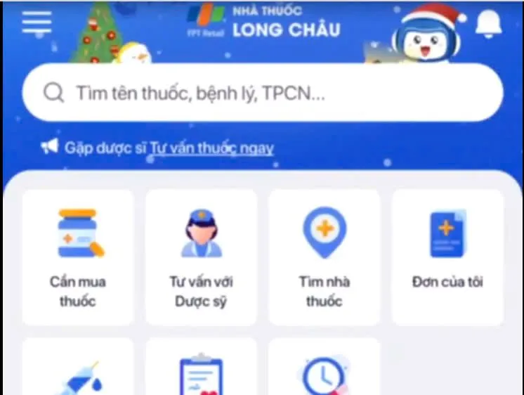 Giao diện Nhà thuốc Long Châu trên ứng dụng VNeID