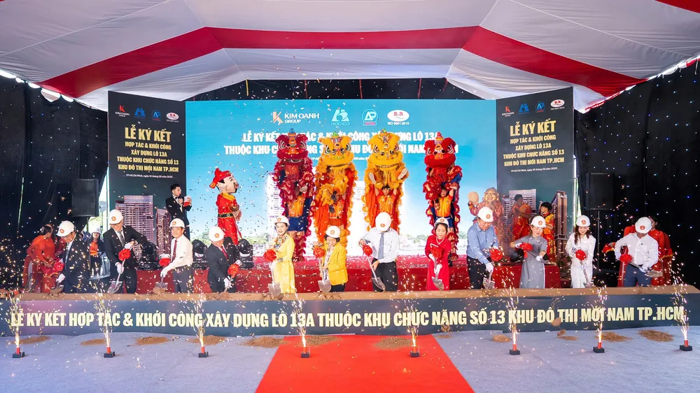 Toàn cảnh nghi thức khởi công xây dựng hệ thống hạ tầng kỹ thuật tại Lô 13A thuộc khu chức năng số 13 khu đô thị mới Nam TPHCM