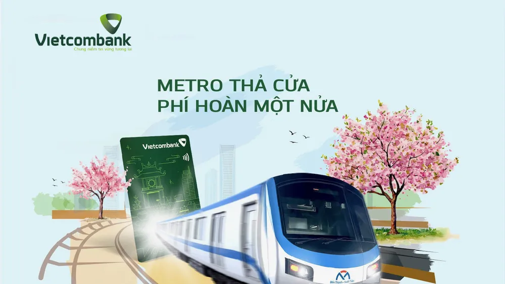 Vietcombank hoàn tiền 50% cho chủ thẻ Vietcombank Visa khi mua vé metro lên tới 450.000 đồng với mỗi khách hàng