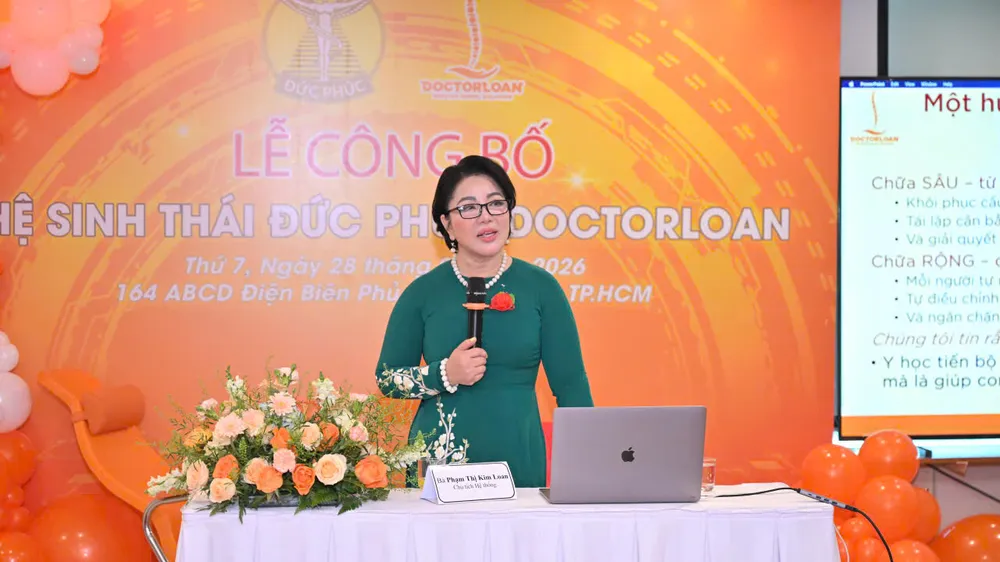 Bà Phạm Thị Kim Loan phát biểu tại lễ công bố