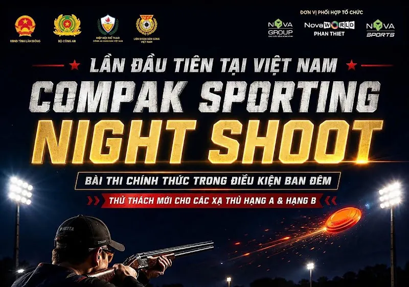 Lần đầu tiên tại Việt Nam, nội dung bắn súng đĩa bay ban đêm Compak Sporting Night Shoot được đưa vào chương trình thi đấu chính thức tại NovaWorld Phan Thiet