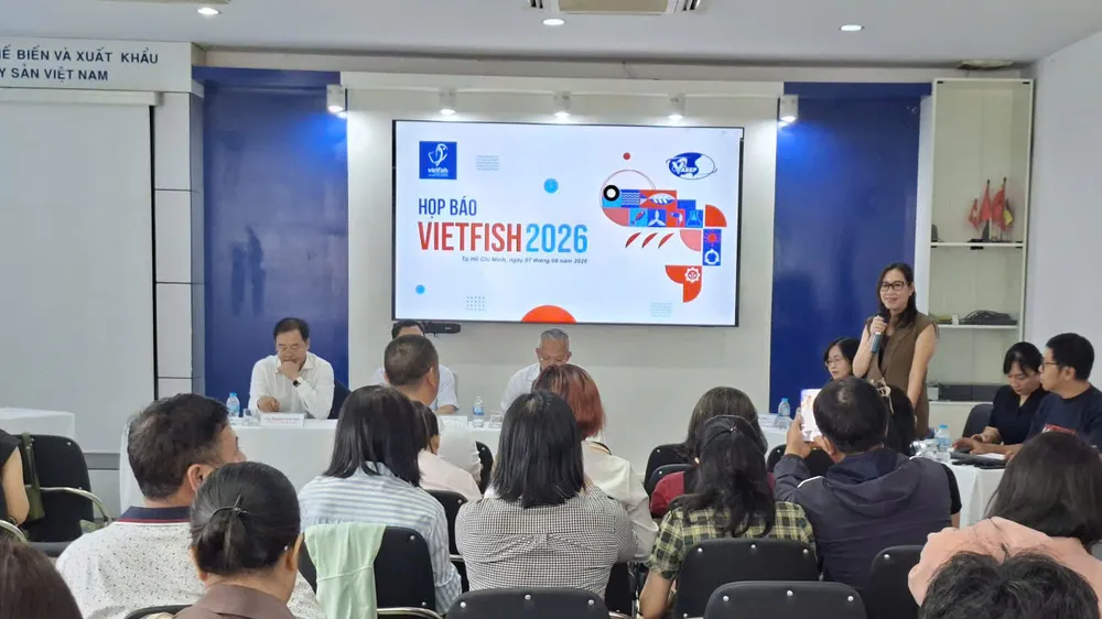Quang cảnh buổi họp báo VIETFISH 2026