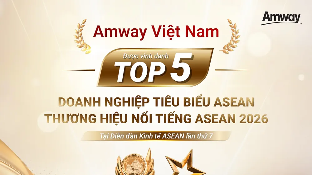 Amway Việt Nam được vinh danh ở hai hạng mục: Top 5 Doanh nghiệp tiêu biểu ASEAN và Top 5 Thương hiệu/ sản phẩm nổi tiếng ASEAN tại Diễn đán Kinh tế ASEAN
