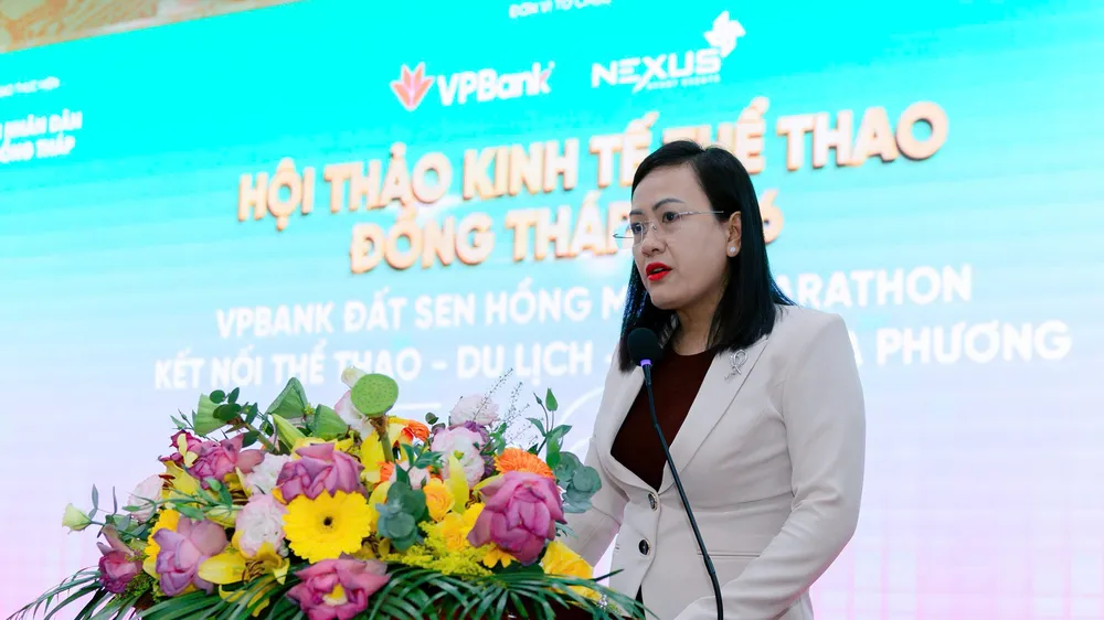 Bà Nguyễn Thị Kim Chi, Phó Giám đốc Sở VH-TT-DL tỉnh Đồng Tháp phát biểu tại Hội thảo. Ảnh: VPBank