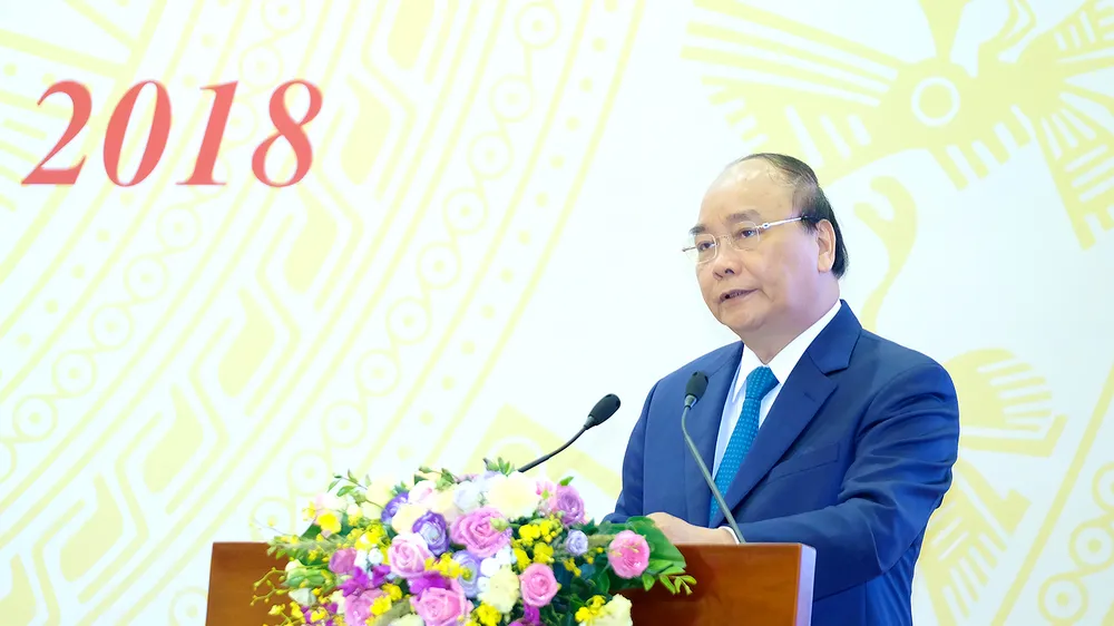 Thủ tướng Nguyễn Xuân Phúc phát biểu tại Hội nghị Chính phủ với các địa phương. Ảnh: VGP