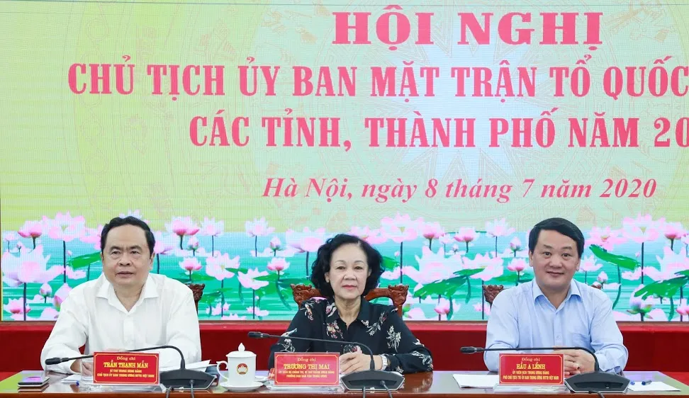Hội nghị trực tuyến Chủ tịch Ủy ban MTTQ Việt Nam các tỉnh, thành phố năm 2020, ngày 8-7.