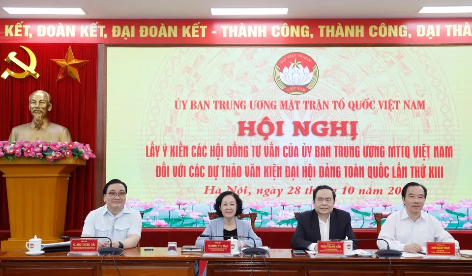 Hội nghị lấy ý kiến của các Hội đồng tư vấn của Ủy ban Trung ương MTTQ Việt Nam, sáng 28-10-2020.