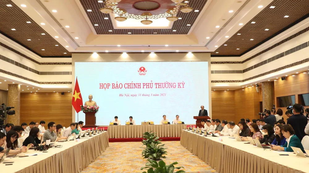 Toàn cảnh phiên họp báo Chính phủ. Ảnh: QUANG PHÚC