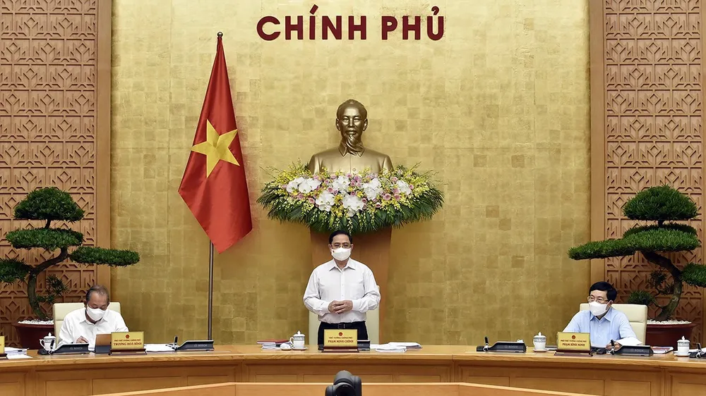 Thủ tướng Chính phủ Phạm Minh Chính chủ trì họp Chính phủ. Ảnh: VIẾT CHUNG