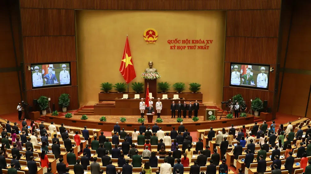 Kỳ họp thứ nhất Quốc hội khóa XV, chiều 26-7. ẢNH: QUANG PHÚC