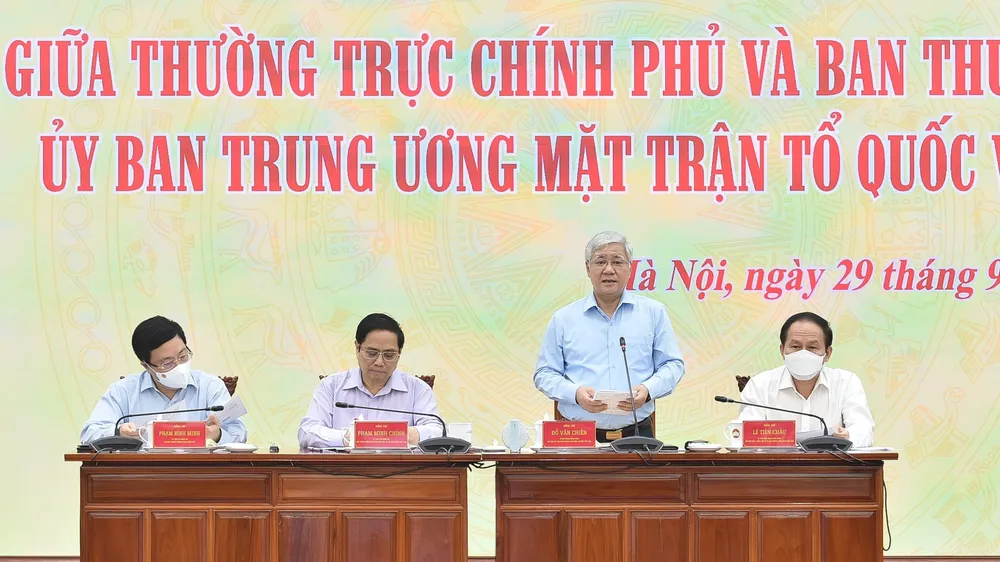 Thủ tướng Phạm Minh Chính dự hội nghị mặt trận chiều 29-9. ẢNH: VIẾT CHUNG